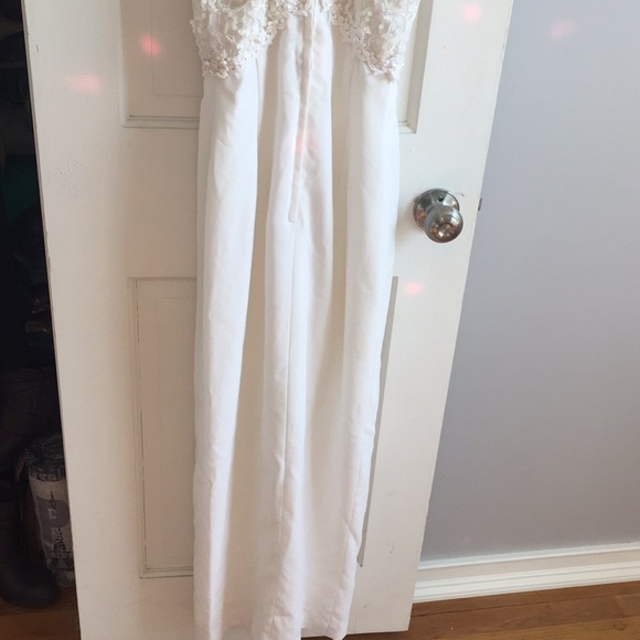 White Sequin Pearl & Lace Prom Dress - Picture 7 of 8